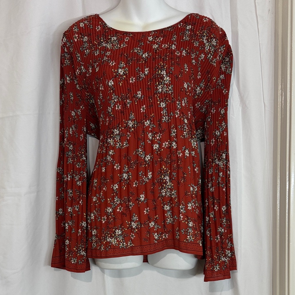 Max Studio Burnt Orange Floral Blouse